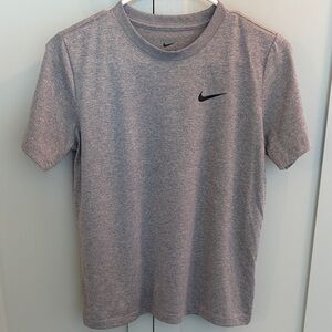 Nike Short Sleeve Crew dri-fit Tee in Heather Gray with Black Swoosh